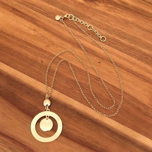 J.Crew | Circle Gold Tone Pendant Necklace | 25.5” Length - Picture 1 of 3